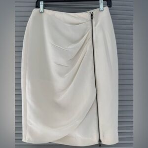 Magaschoni Collection Ruched Zip White Skirt - Size 4